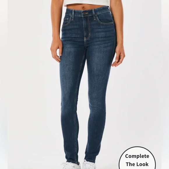 NEW HOLLISTER HIGH-RISE DARK WASH SUPER SKINNY JEANS SIZE:5 Long - Picture 4 of 10